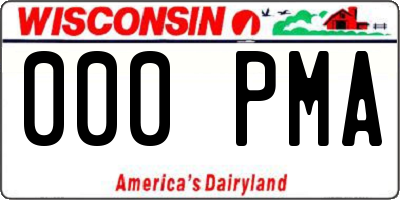 WI license plate 000PMA