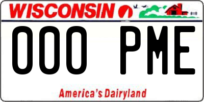 WI license plate 000PME