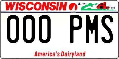 WI license plate 000PMS