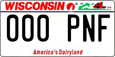 WI license plate 000PNF
