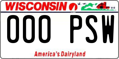 WI license plate 000PSW