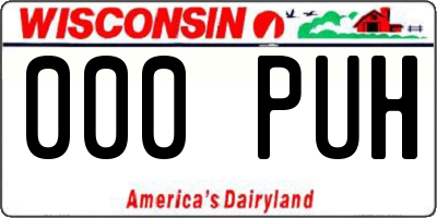 WI license plate 000PUH