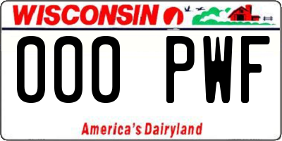 WI license plate 000PWF