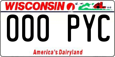 WI license plate 000PYC