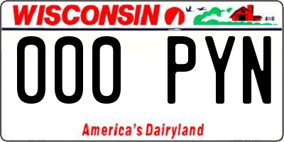 WI license plate 000PYN