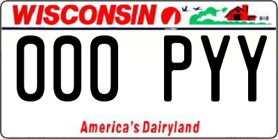 WI license plate 000PYY