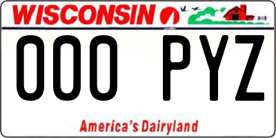 WI license plate 000PYZ