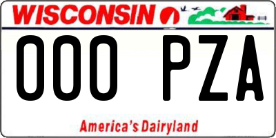 WI license plate 000PZA
