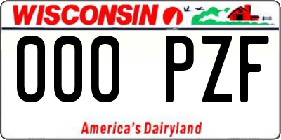 WI license plate 000PZF