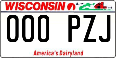 WI license plate 000PZJ