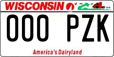 WI license plate 000PZK