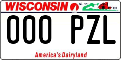 WI license plate 000PZL