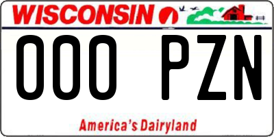 WI license plate 000PZN