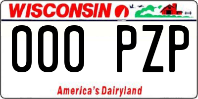 WI license plate 000PZP