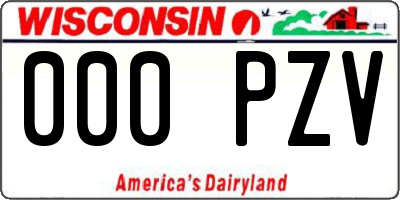 WI license plate 000PZV