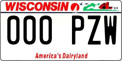 WI license plate 000PZW