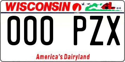 WI license plate 000PZX