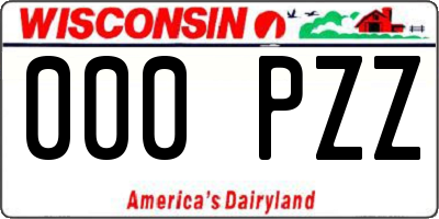 WI license plate 000PZZ