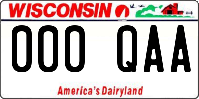 WI license plate 000QAA
