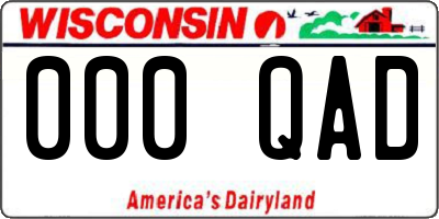 WI license plate 000QAD