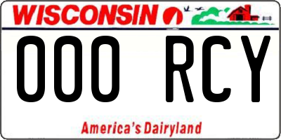 WI license plate 000RCY