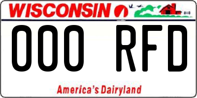 WI license plate 000RFD