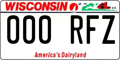WI license plate 000RFZ