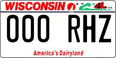 WI license plate 000RHZ