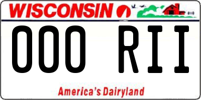 WI license plate 000RII