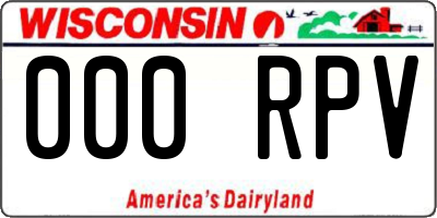 WI license plate 000RPV
