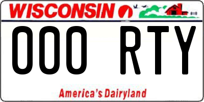 WI license plate 000RTY