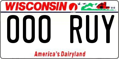 WI license plate 000RUY