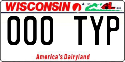 WI license plate 000TYP