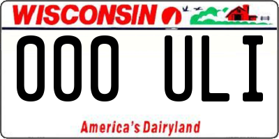 WI license plate 000ULI