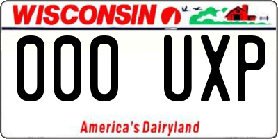 WI license plate 000UXP