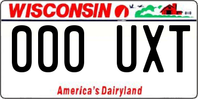 WI license plate 000UXT