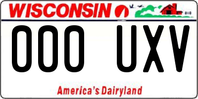 WI license plate 000UXV