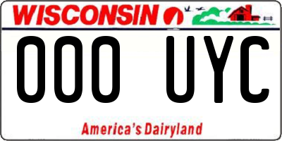 WI license plate 000UYC