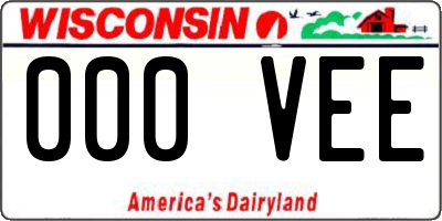 WI license plate 000VEE