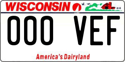 WI license plate 000VEF