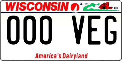 WI license plate 000VEG