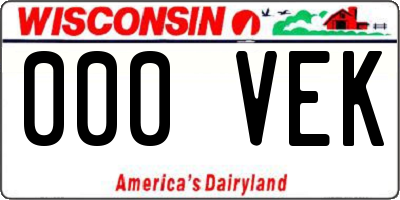 WI license plate 000VEK