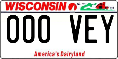 WI license plate 000VEY