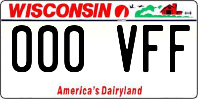 WI license plate 000VFF