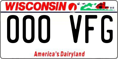WI license plate 000VFG