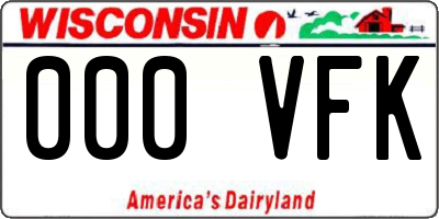 WI license plate 000VFK
