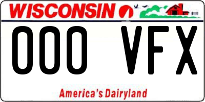 WI license plate 000VFX