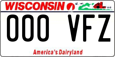 WI license plate 000VFZ