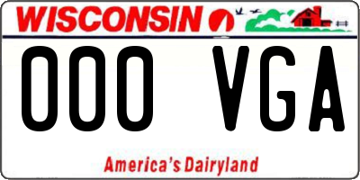 WI license plate 000VGA