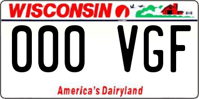 WI license plate 000VGF
